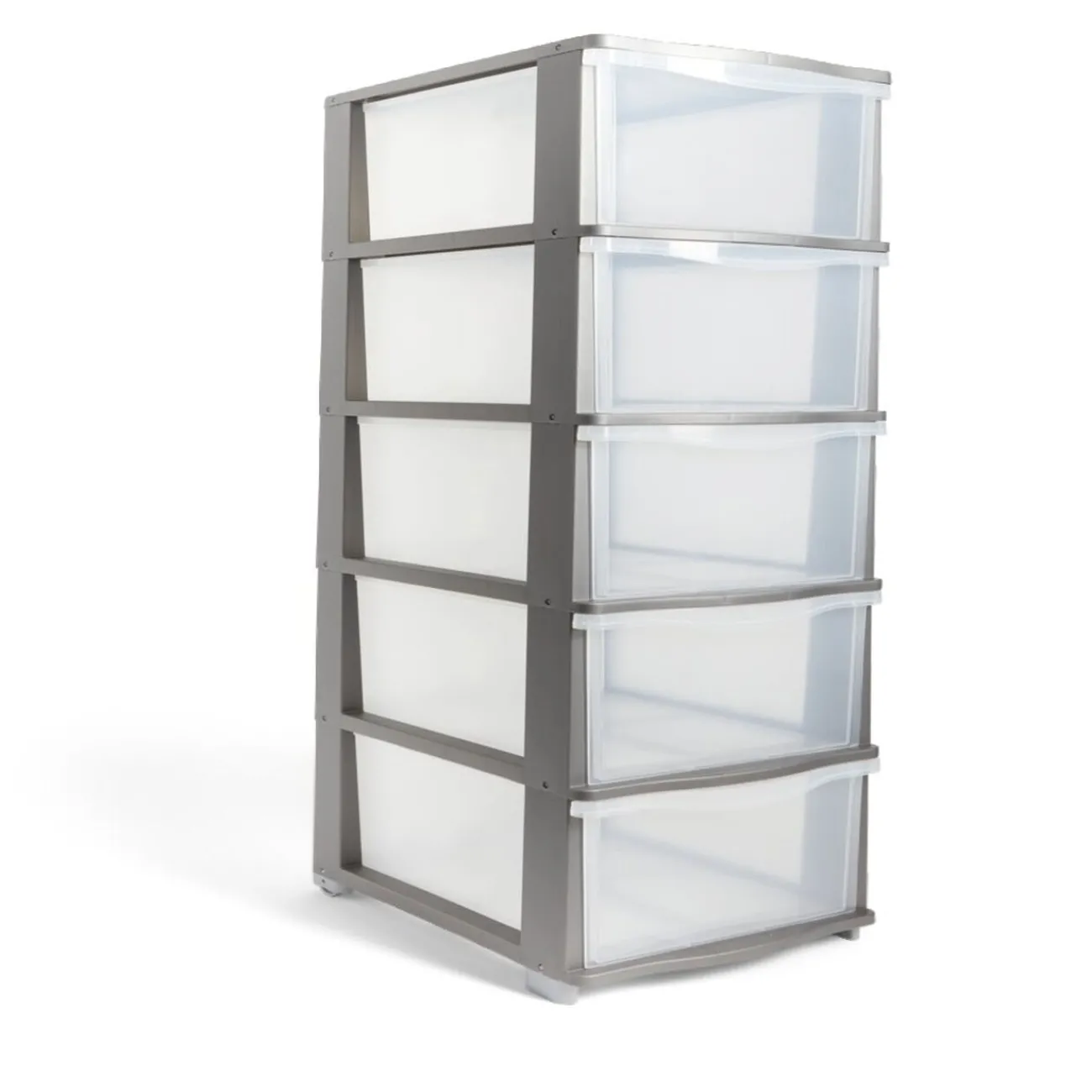 Gifi Rangement|Tour de rangement 5 tiroirs plastique gris 37x27xH103cm