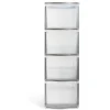 Gifi Rangement|Tour de rangement 4 tiroirs plastique gris 37x27xH82,7cm
