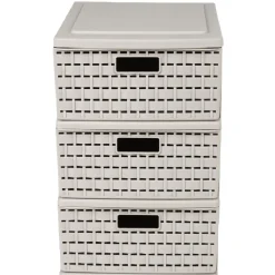 Gifi Rangement|Tour de rangement A5 3 tiroirs à poignée design rotin taupe