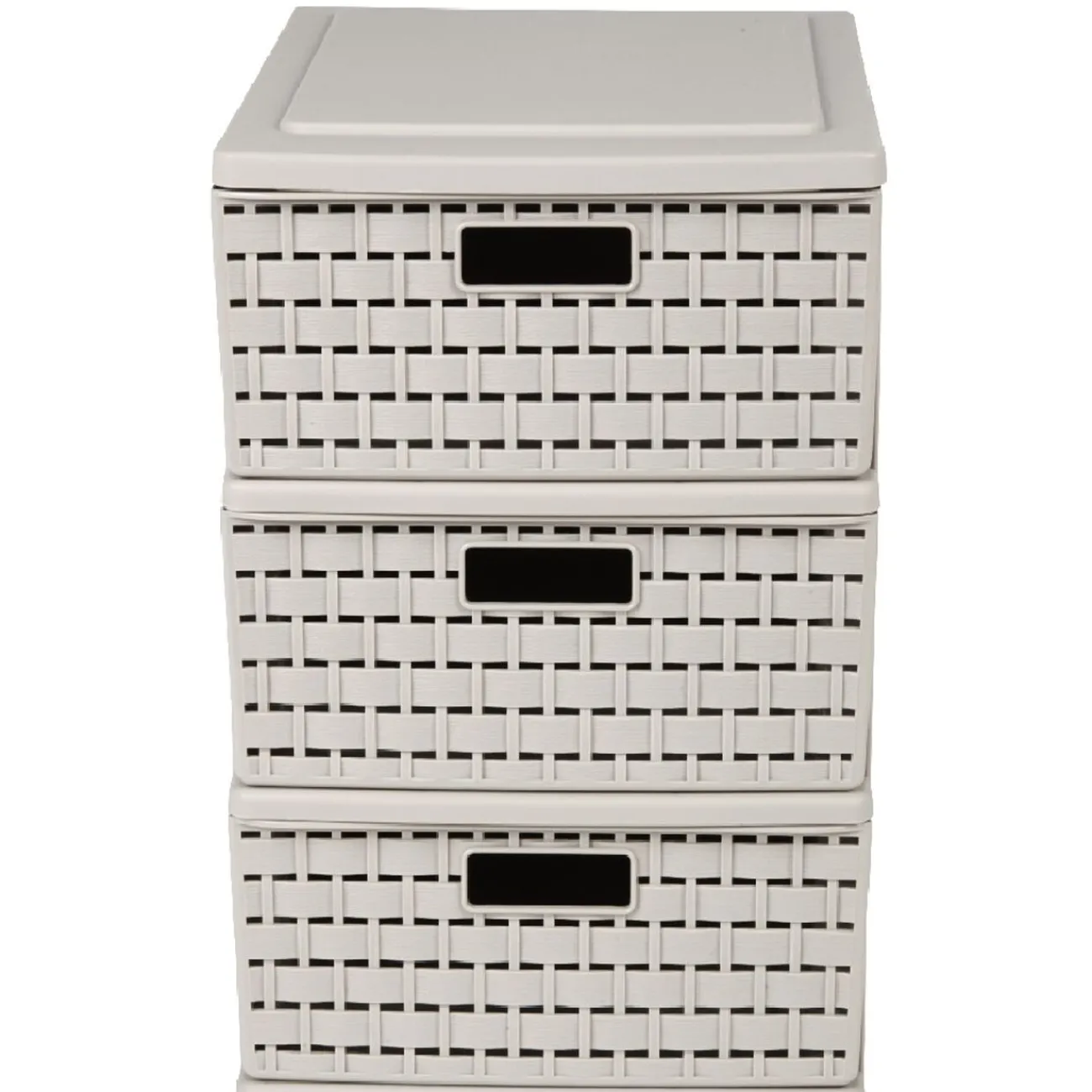 Gifi Rangement|Tour de rangement A5 3 tiroirs à poignée design rotin taupe