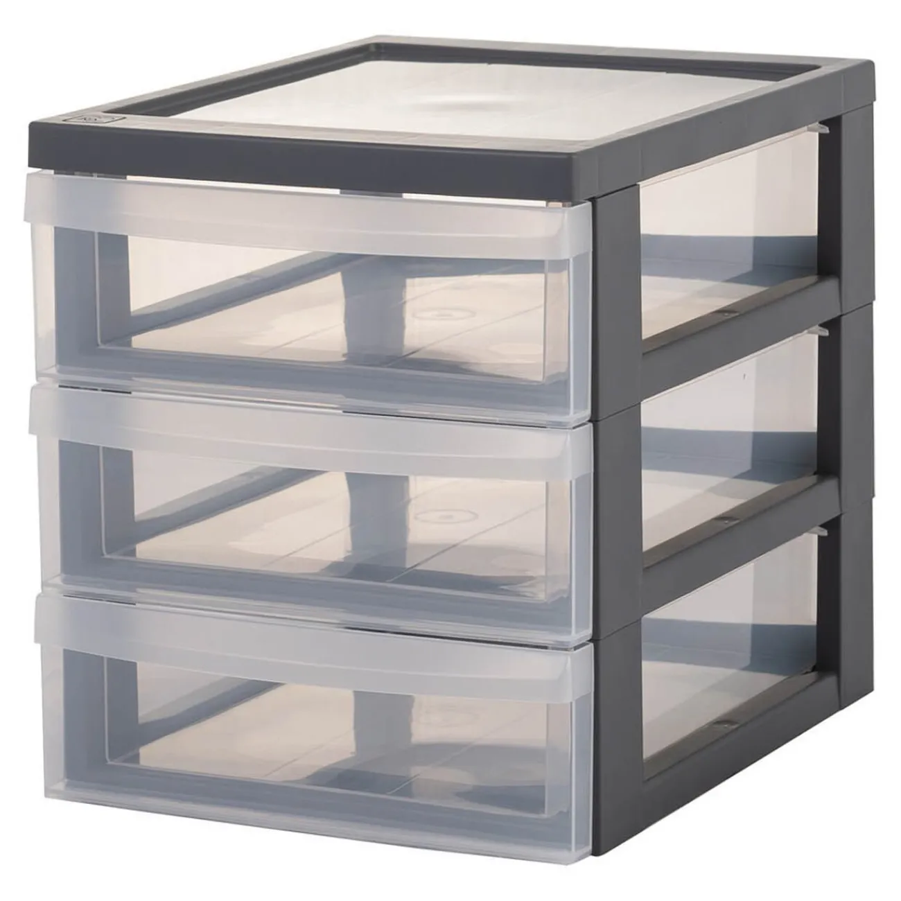 Gifi Rangement|Tour de rangement A5 3 tiroirs grise et transparente 6 L