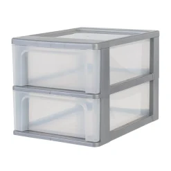 Gifi Rangement|Tour de rangement A4 2 tiroirs grise et transparente 14 L