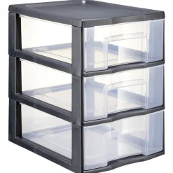 Gifi Rangement|Tour de rangement A5 3 tiroirs noir et transparent 6 L