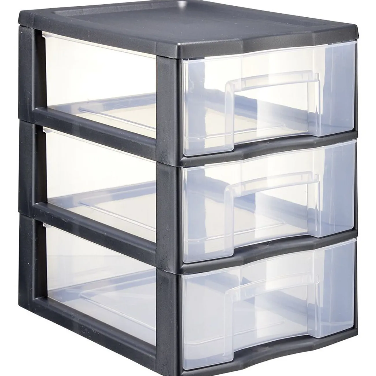 Gifi Rangement|Tour de rangement A5 3 tiroirs noir et transparent 6 L