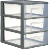 Gifi Rangement|Tour de rangement A5 3 tiroirs grise et transparente 6 L
