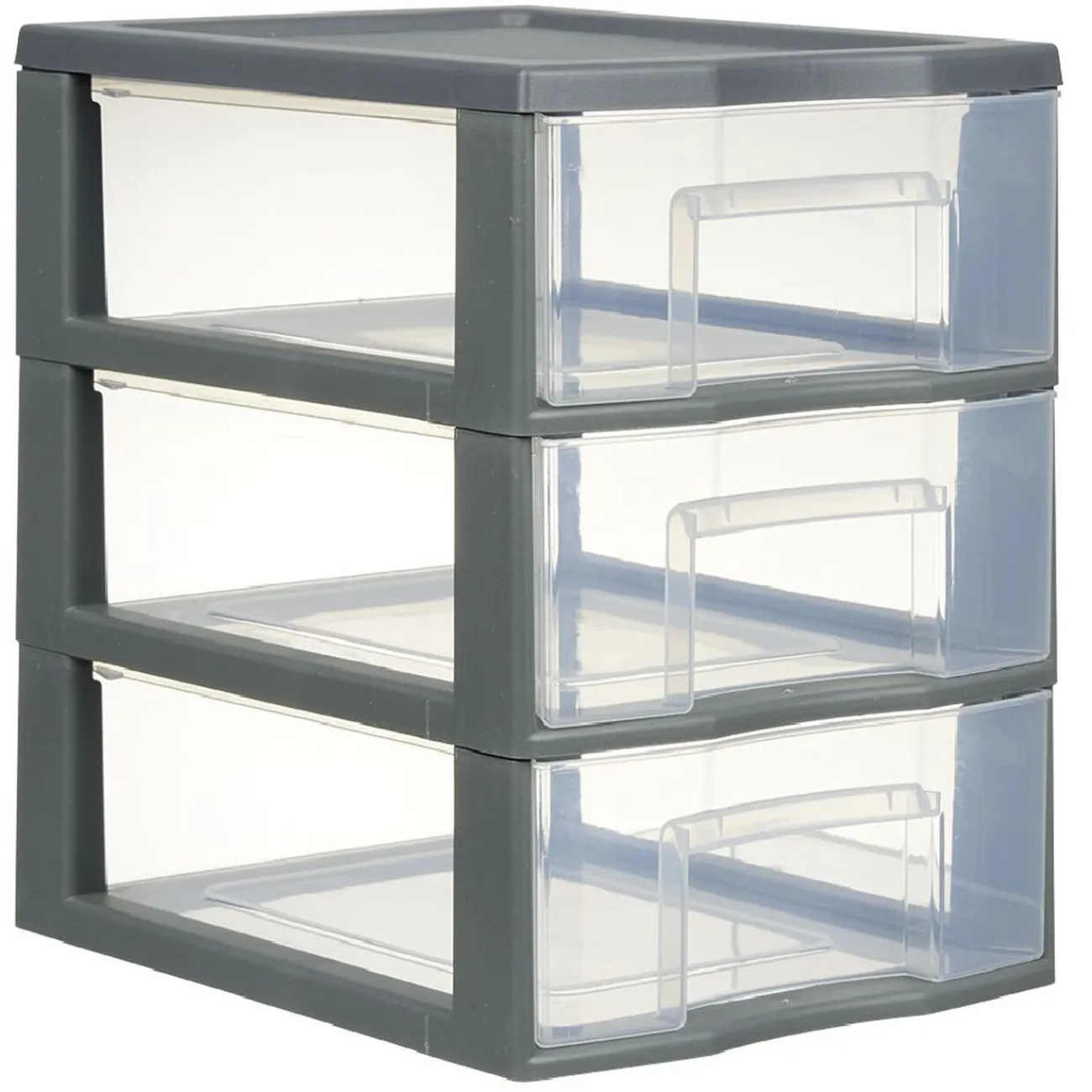 Gifi Rangement|Tour de rangement A5 3 tiroirs grise et transparente 6 L