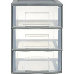 Gifi Rangement|Tour de rangement A5 3 tiroirs grise et transparente 6 L