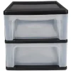 Gifi Rangement|Tour de rangement A4 2 tiroirs noir et transparent 14 L