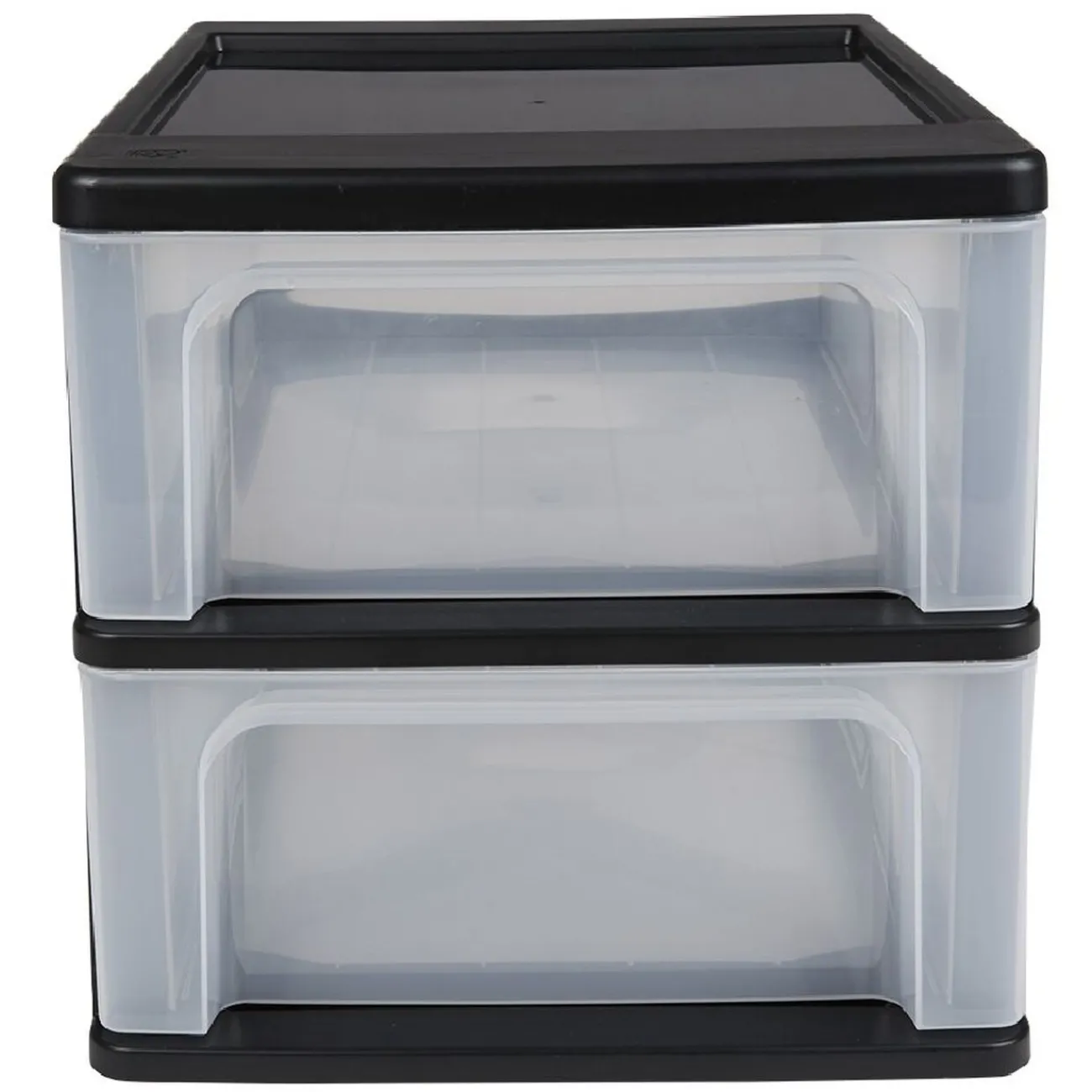 Gifi Rangement|Tour de rangement A4 2 tiroirs noir et transparent 14 L