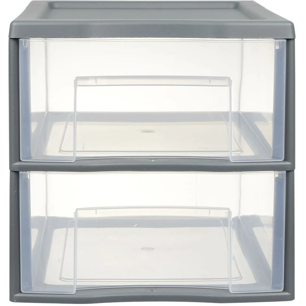 Gifi Rangement|Tour de rangement A4 2 tiroirs grise et transparente 14 L