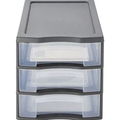 Gifi Rangement|Tour de rangement A4 3 tiroirs grise et transparente 12L