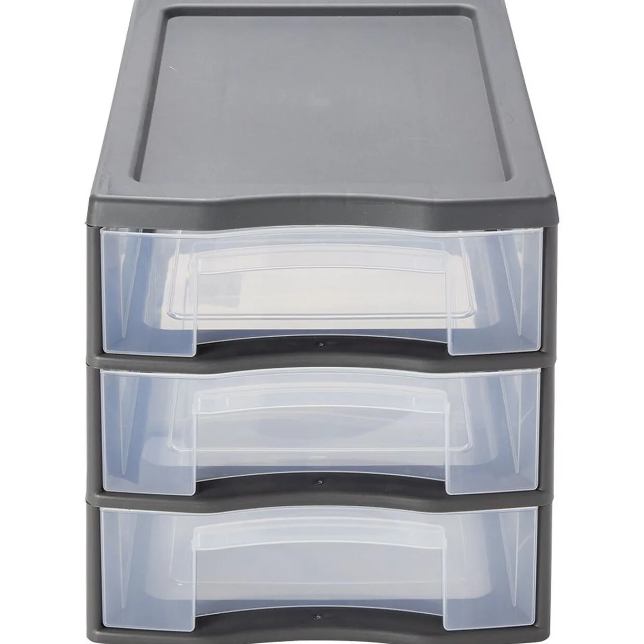 Gifi Rangement|Tour de rangement A4 3 tiroirs grise et transparente 12L