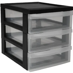 Gifi Rangement|Tour de rangement A5 noire 3 tiroirs transparent 6 L