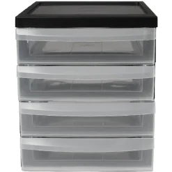 Gifi Rangement|Tour de rangement A5 noire 4 tiroirs transparent