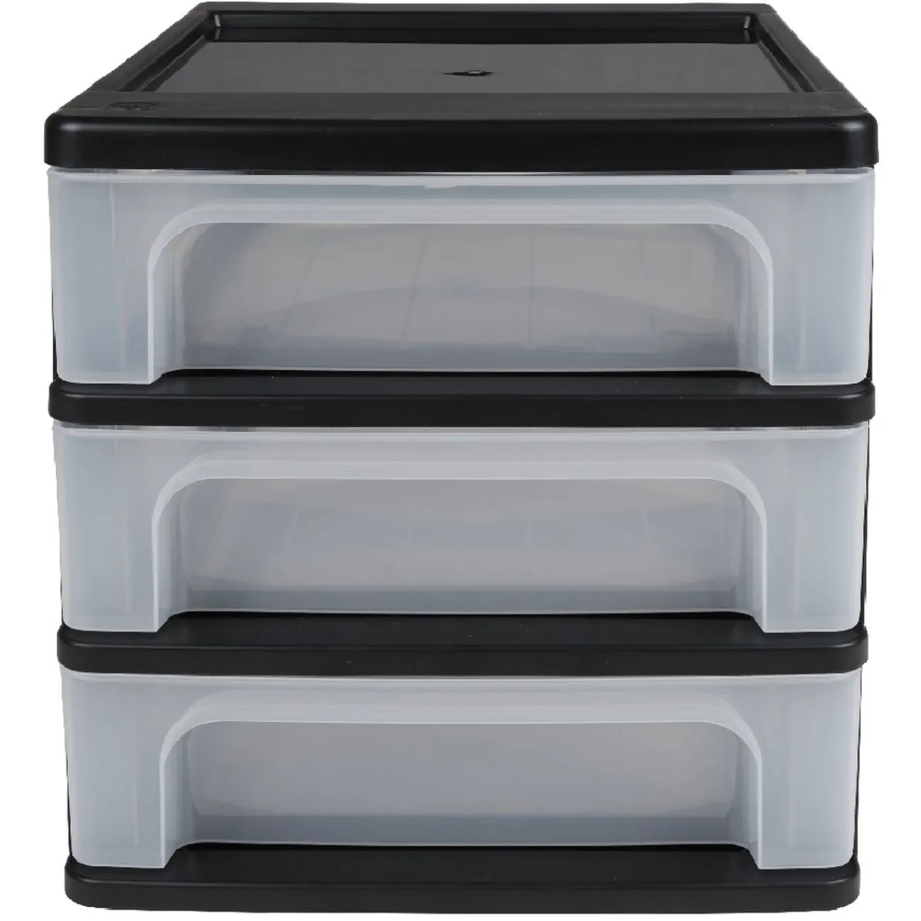 Gifi Rangement|Tour de rangement A4 noire 3 tiroirs transparent 12 L