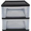 Gifi Rangement|Tour de rangement A4 noire 2 tiroirs transparent 14 L