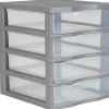 Gifi Rangement|Tour de rangement plastique 4 tiroirs A6 gris