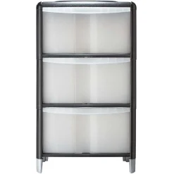 Gifi Rangement|Tour de rangement transparente et noire 3 tiroirs 20L