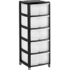 Gifi Rangement|Tour de rangement transparente et noire 5 tiroirs 20L