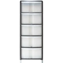 Gifi Rangement|Tour de rangement transparente et noire 5 tiroirs 20L