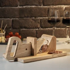 Gifi Trancheuse à charcuterie en bois naturel