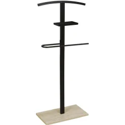Gifi Rangement|Valet en métal noir avec socle effet bois