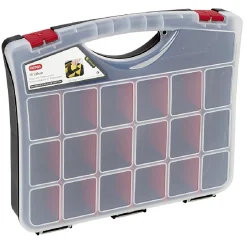 Gifi Rangement|Valisette brico 18 compartiments transparente et noire