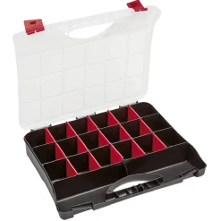 Gifi Rangement|Valisette brico 18 compartiments transparente et noire