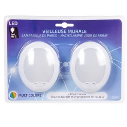Gifi Eclairage Extérieur^Veilleuse murale à led multicolore x2