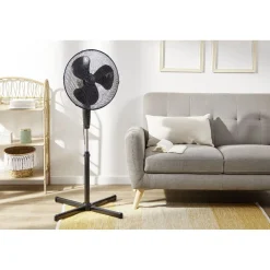 Gifi Ventilateur^Ventilateur sur pied - 3 vitesses - 45W - Noir