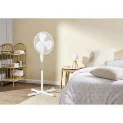 Gifi Ventilateur^Ventilateur sur pied - 3 vitesses - 50W - blanc