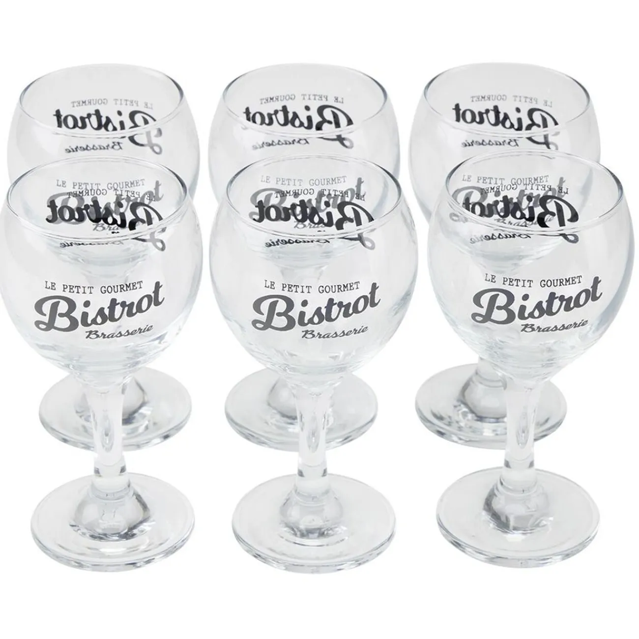Gifi Verre à pied en verre transparent design Bistrot x6