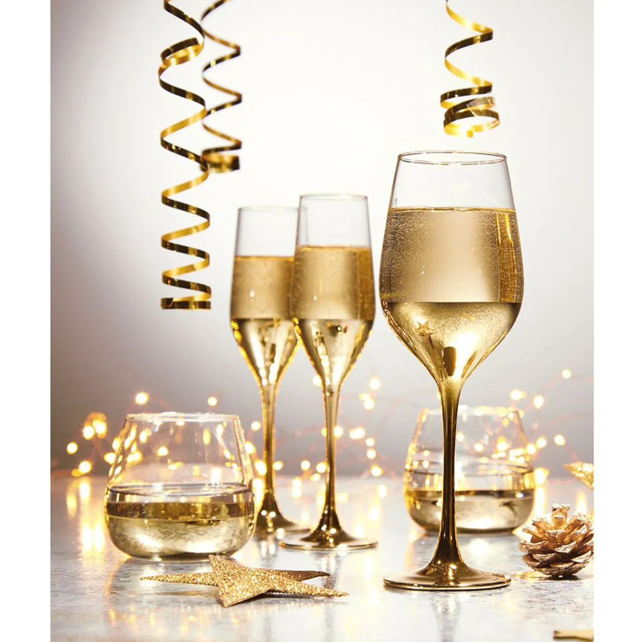 Gifi Verre à pied Oksana doré 35cL x4