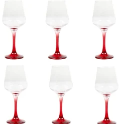 Gifi Verre à vin pied rouge translucide x6