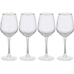 Gifi Verre à vin transparent avec liseré doré x4