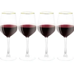Gifi Verre à vin transparent avec liseré doré x4