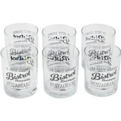 Gifi Verre bas en verre transparent design Bistrot x6