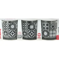 Gifi Verre bas motif carreaux de ciment x 3