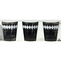 Gifi Verre bas motif graphique noir gris x 3