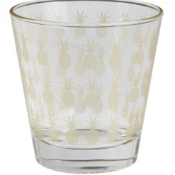 Gifi Verre bas style tropical motif ananas doré 25cl x3
