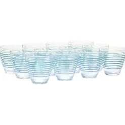 Gifi Verre bas transparent rayure bleu x 12