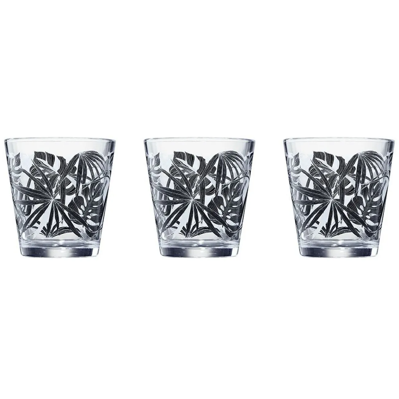 Gifi Verre conique bas motif feuillage 25,5 cl x3