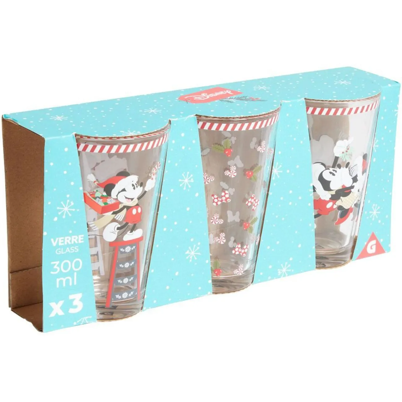 Gifi Verre Disney Noël Mickey Minnie 30cl x3