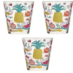 Gifi Verre gobelet transparent déco fruits exotiques x 3