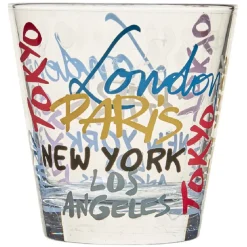 Gifi Verre gobelet transparent déco cities multicolore x 3