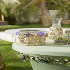 Gifi Verre haut transparent avec raphia Ø8xH12,5cm