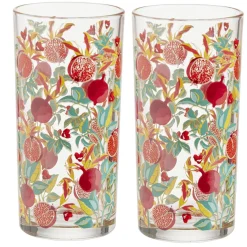 Gifi Verre haut transparent motif grenade rouge 25cl x2