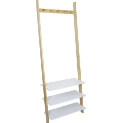 Gifi Rangement|Vestiaire en bois à fixer au mur 3 étagères naturel et blanc