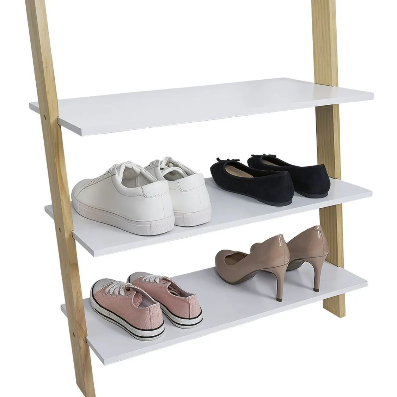 Gifi Rangement|Vestiaire en bois à fixer au mur 3 étagères naturel et blanc