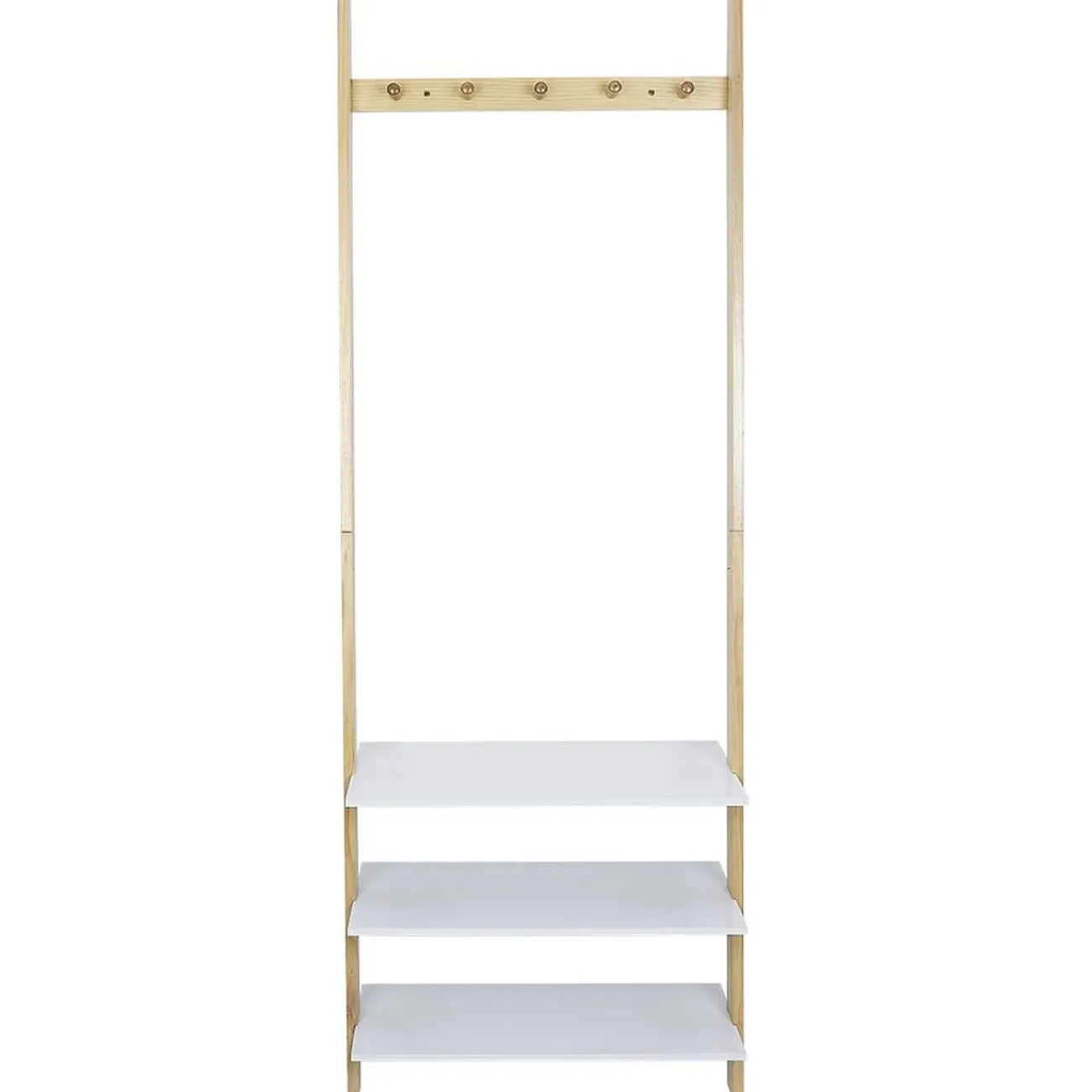 Gifi Rangement|Vestiaire en bois à fixer au mur 3 étagères naturel et blanc
